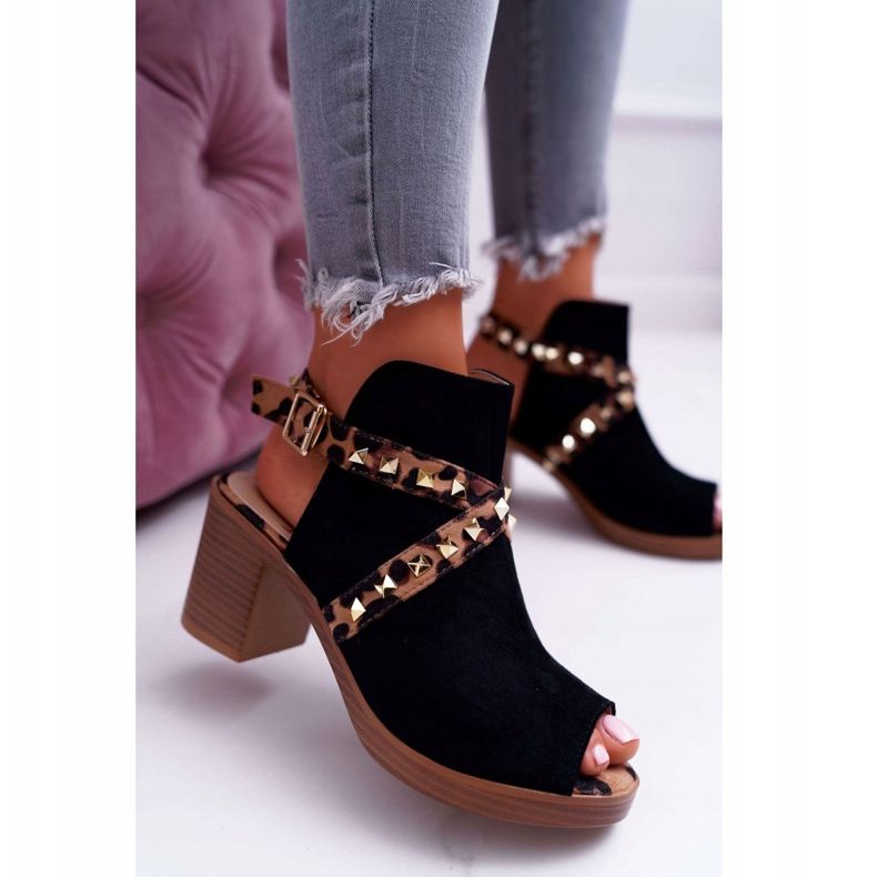 Sandale pentru femei cu toc înalt Lu Boo negru 318-30 Fiode 1