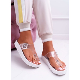 SEA Papuci de damă Flip-flops Transparent Stripe White Framona alb 5
