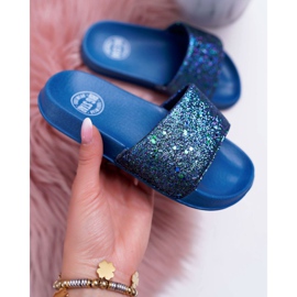 Papuci Big Star pentru copii și tineri, brocart albastru marină AA374089 1