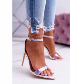 Sandale pentru femei pe toc înalt Lu Boo Benzină opalescentă Debbi multicolor roz 1