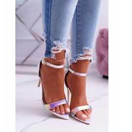 Sandale pentru femei pe toc înalt Lu Boo Benzină opalescentă Debbi multicolor roz 2