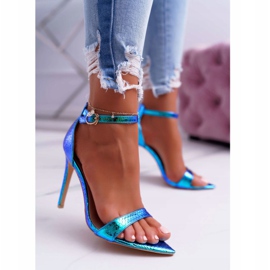 Sandale de damă pe toc înalt Lu Boo Iridescent Green Debbi multicolor verde 1