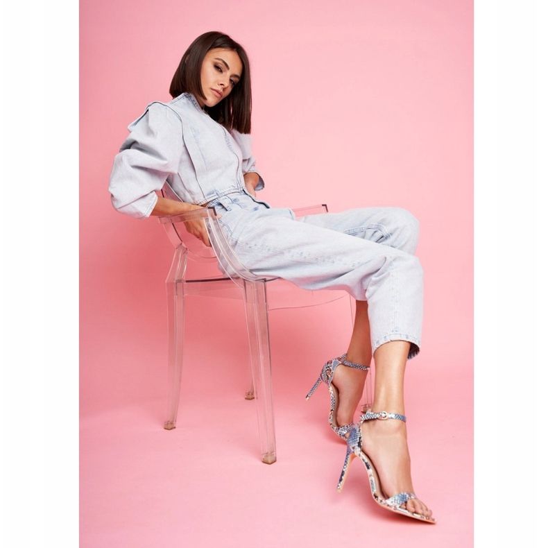 Sandale pentru femei cu toc înalt Lu Boo Snake Ramann Blue albastru multicolor 1