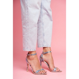Sandale pentru femei cu toc înalt Lu Boo Snake Ramann Blue albastru multicolor 9