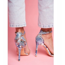 Sandale pentru femei cu toc înalt Lu Boo Snake Ramann Blue albastru multicolor 10