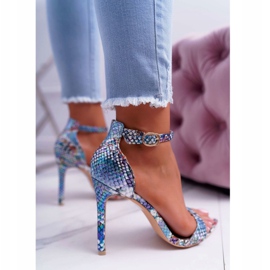 Sandale pentru femei cu toc înalt Lu Boo Snake Ramann Blue albastru multicolor 4