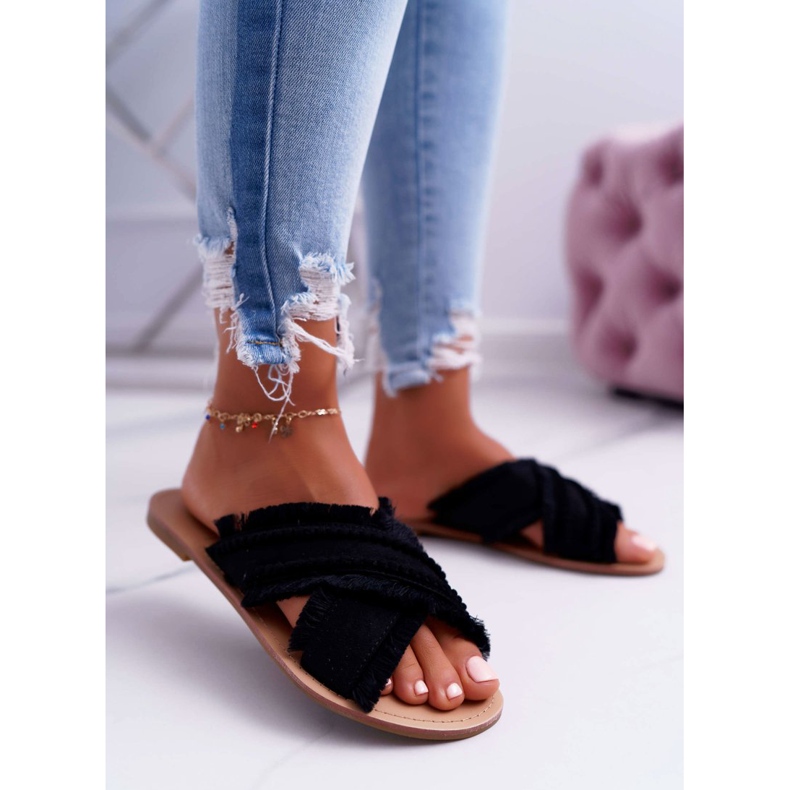 Papuci Material Femei Vices 7269 Black Jamen negru 2