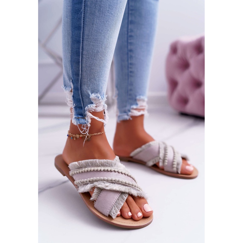 Papuci Material Femei Vices 7269 Bej Jamen 1