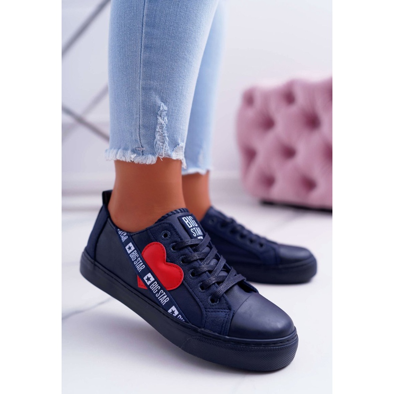Adidași pentru femei Big Star Blue Navy cu inimă EE274258 albastru marin 1