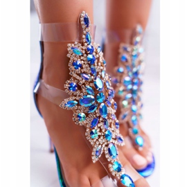 Sandale pentru femei pe toc înalt Lu Boo Petrol 2047-89 Milleni albastru 2