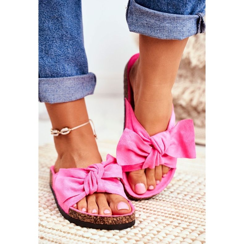 BUGO Papuci De Damă Pe Cork Neon Fuchsia Wendy roz 1