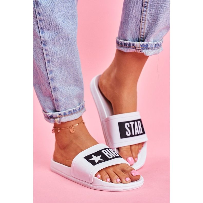 Papuci de damă Big Star White DD274A264 alb 2