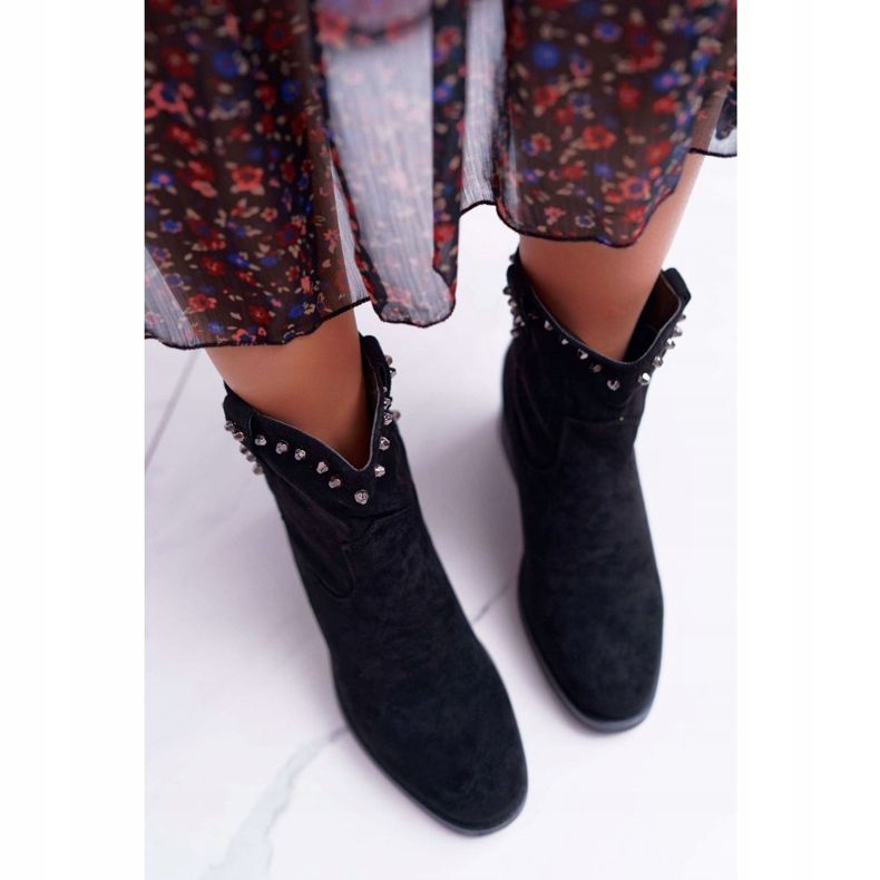 SEA Cizme de damă pe toc plat cu toc cald cald peste gleznă negru Deminis 2