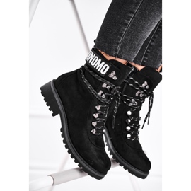 EVE Cizme de damă pe toc plat cu fermoar negru Popsi 2