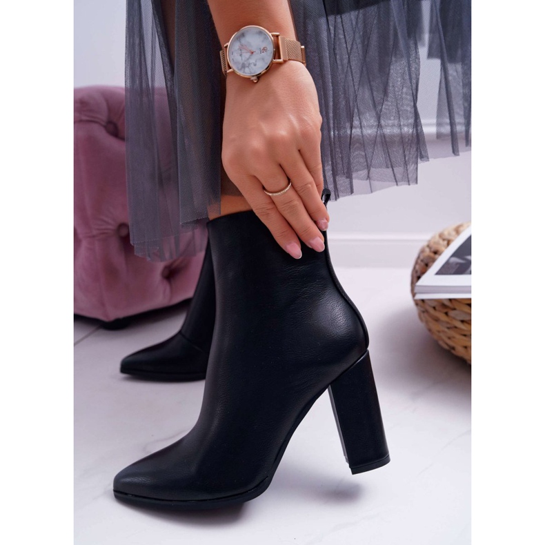 FRID Cizme de damă pe toc înalt, fermoar în ferit negru spitz 2