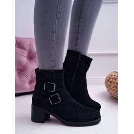 FRID Cizme de damă cu toc înalt piele de căprioară neagră negru 1