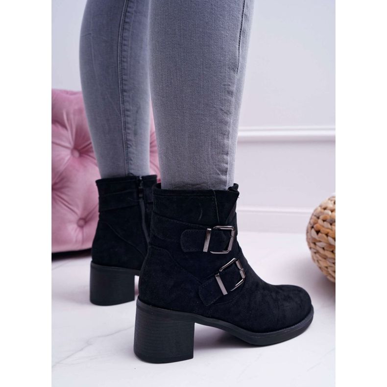 FRID Cizme de damă cu toc înalt piele de căprioară neagră negru 2 FRID Cizme de damă cu toc înalt piele de căprioară neagră negru 2