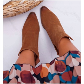 Cizme de primăvară pentru femei, cu toc înalt, piele, piele de căprioară maro Nicole 2430 2