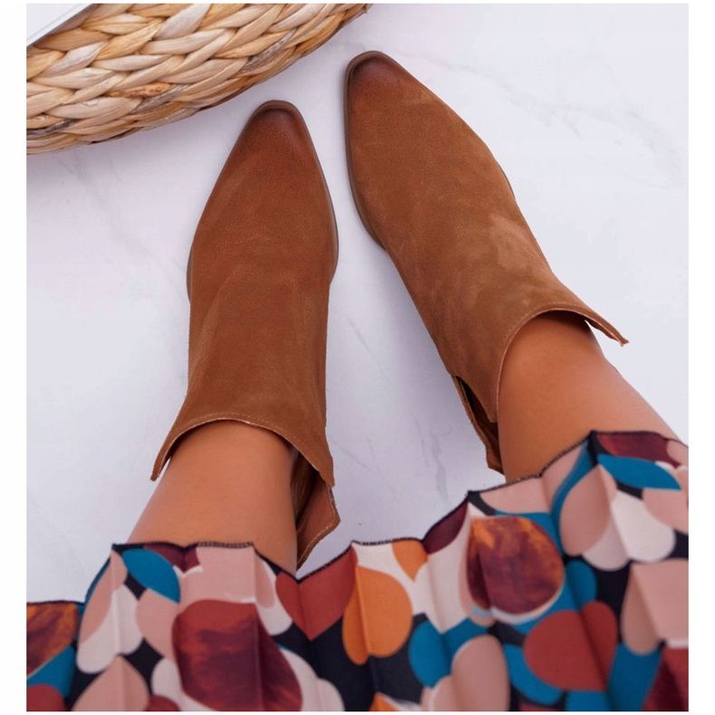 Cizme de primăvară pentru femei, cu toc înalt, piele, piele de căprioară maro Nicole 2430 2