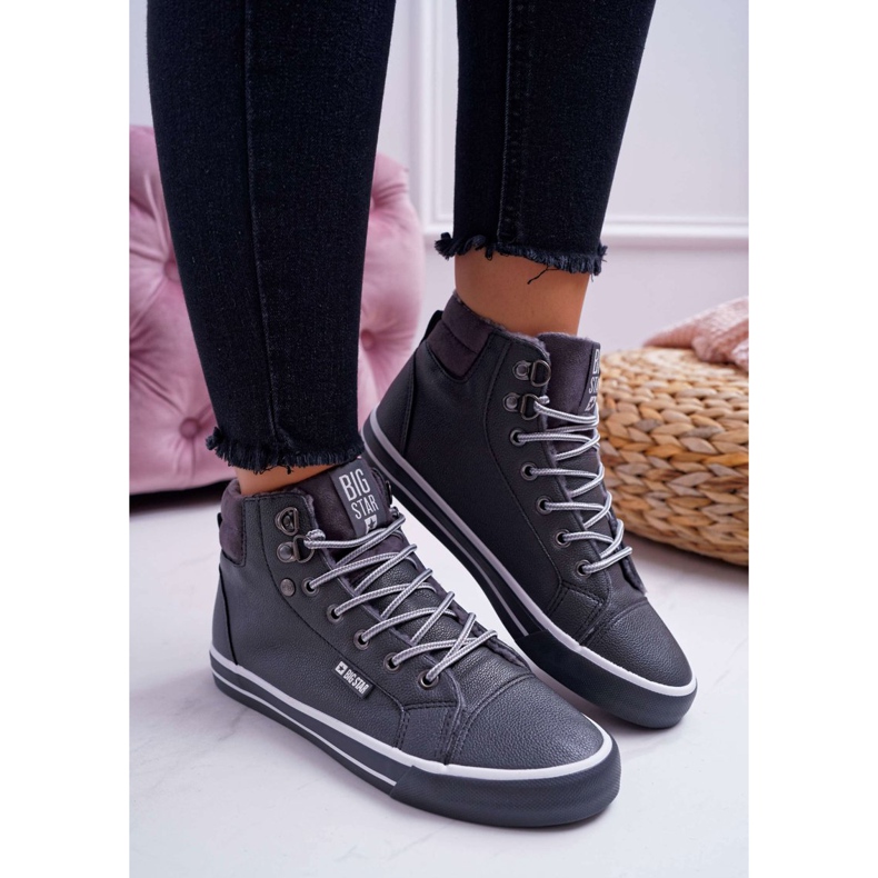 Adidași pentru femei Big Star High Grey Warm EE274413 gri 2