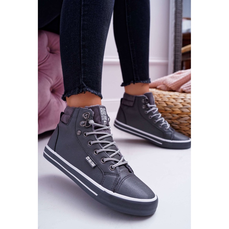 Adidași pentru femei Big Star High Grey Warm EE274413 gri 1