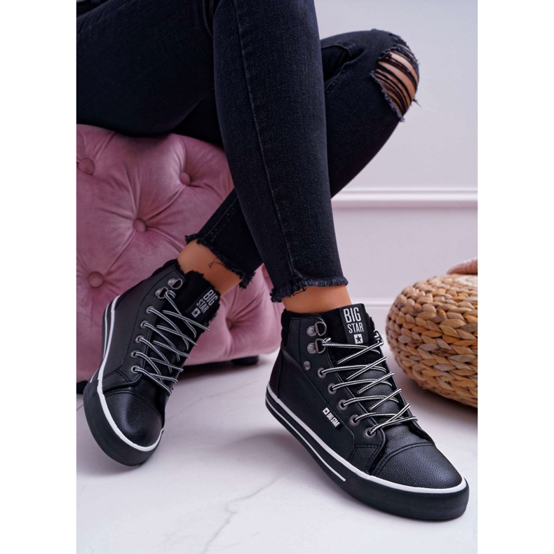 Adidași pentru femei Big Star High Black Warmed EE274410 negru 1