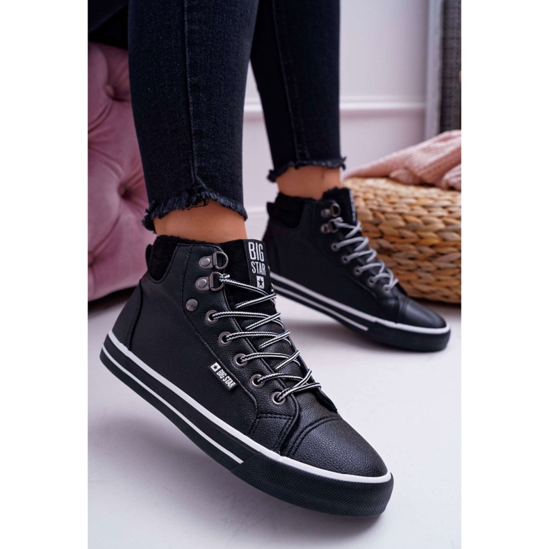 Adidași pentru femei Big Star High Black Warmed EE274410 negru 2