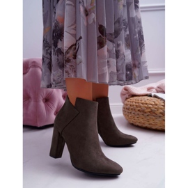 Vinceza Cizme de damă cu toc din piele de căprioară din piele de căprioară kaki 1