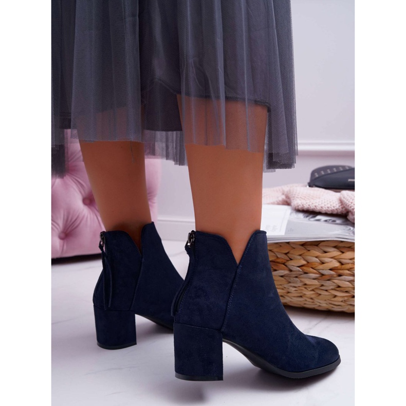 Vinceza Cizme de damă cu toc piele de căprioară albastru maro Mimosa albastru marin 2