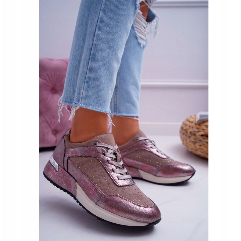 Încălțăminte sport pentru femei Bej Sergio Leone Ondar maro roz 1