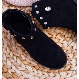 POPA Cizme negre pentru copii cu cristale Toc plat Venici negru 2