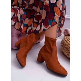 Cizme de damă cu toc înalt Sergio Leone Slip-on Camel LikeStar maro 2