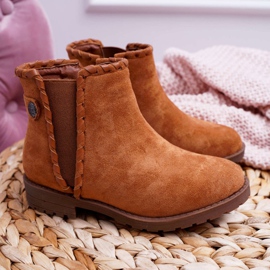 POPA Cizme pentru copii Toc plat Camel Sicarro maro 2