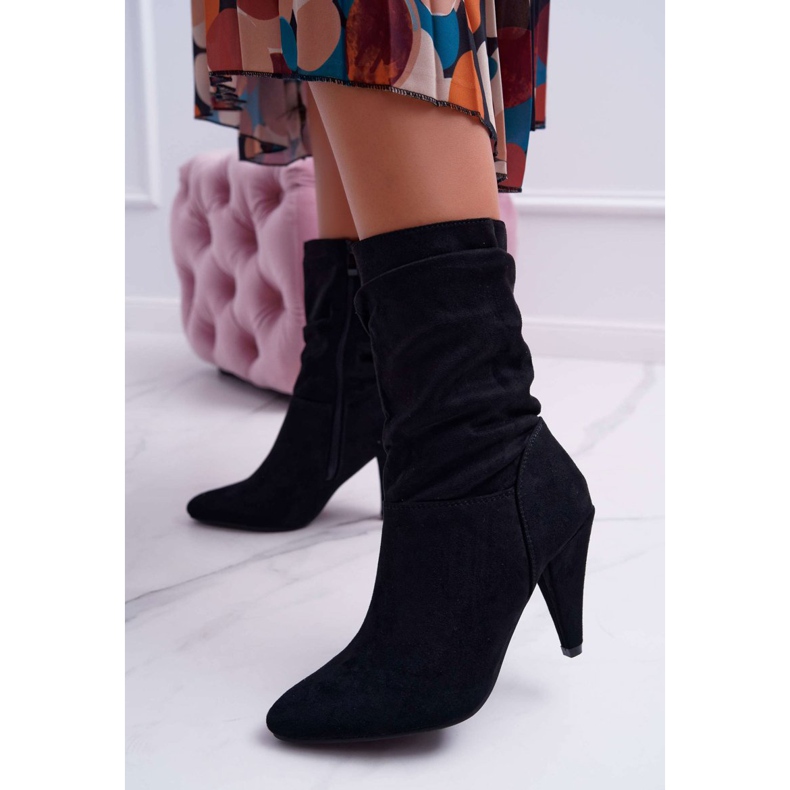 HAN Cizme de damă pe toc înalt deasupra gleznei Temma negru 1 HAN Cizme de damă pe toc înalt deasupra gleznei Temma negru 1