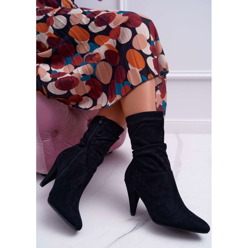 HAN Cizme de damă pe toc înalt deasupra gleznei Temma negru 2 HAN Cizme de damă pe toc înalt deasupra gleznei Temma negru 2