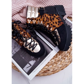 WIN Cizme pentru femei Trappers Toc plat Print cu leopard Move On negru 1
