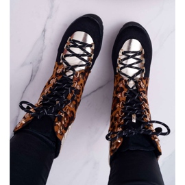 WIN Cizme pentru femei Trappers Toc plat Print cu leopard Move On negru 5