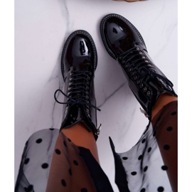 Cizme de damă lăcuite pe toc Negru Insistă 2