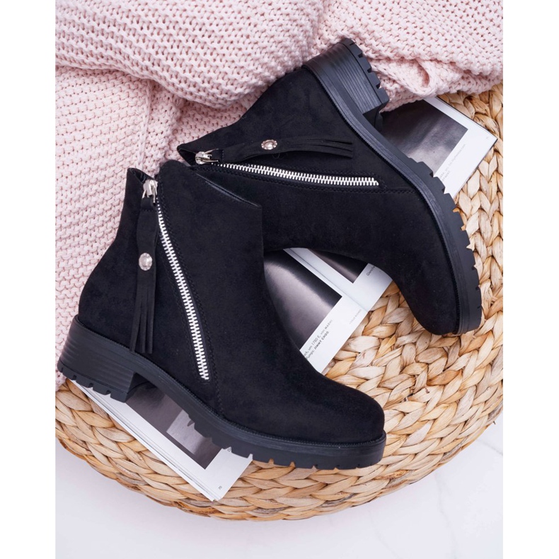 SEA Cizme de damă Piele de căprioară caldă Două glisoare Negru Ohoo 1