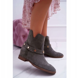 Cizme de damă Laura Messi 1890 Piele de piele de căprioară Olive Darmah multicolor verde 1