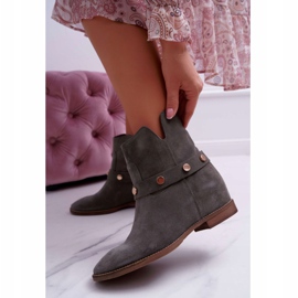 Cizme de damă Laura Messi 1890 Piele de piele de căprioară Olive Darmah multicolor verde 2