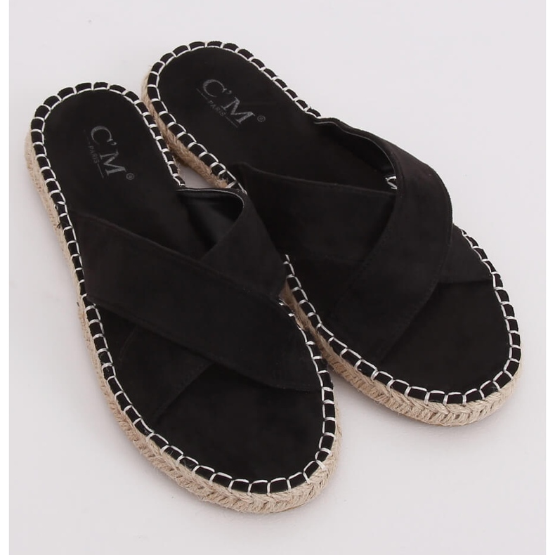 Papuci espadrile negri 499-35 Negru 1