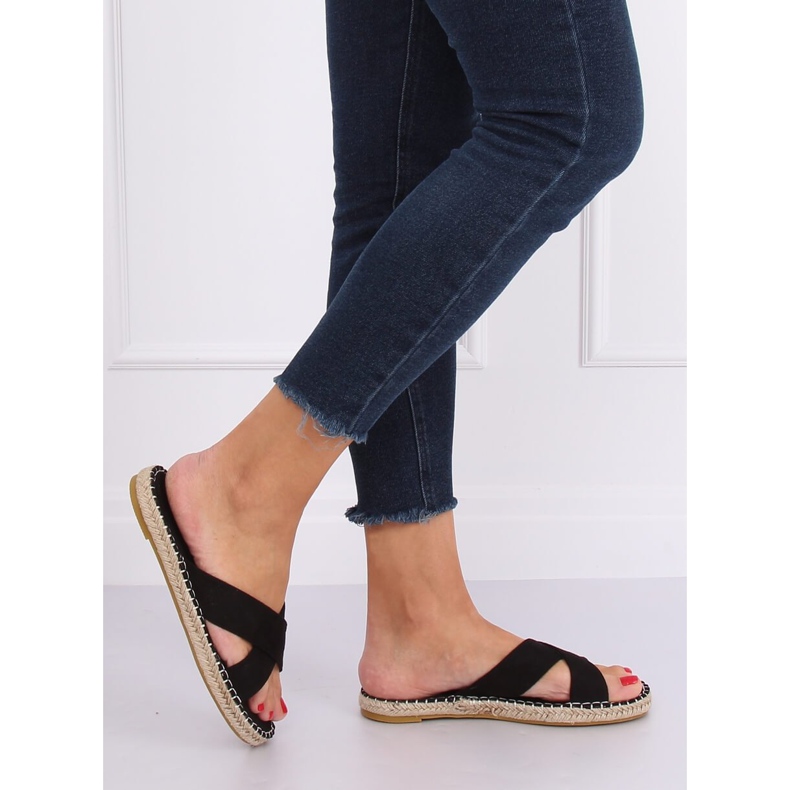 Papuci espadrile negri 499-35 Negru 2
