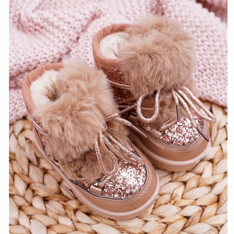 FRROCK Cizme de zăpadă pentru copii cu blană șampanie Minnie Mouse roz 2 FRROCK Cizme de zăpadă pentru copii cu blană șampanie Minnie Mouse roz 2