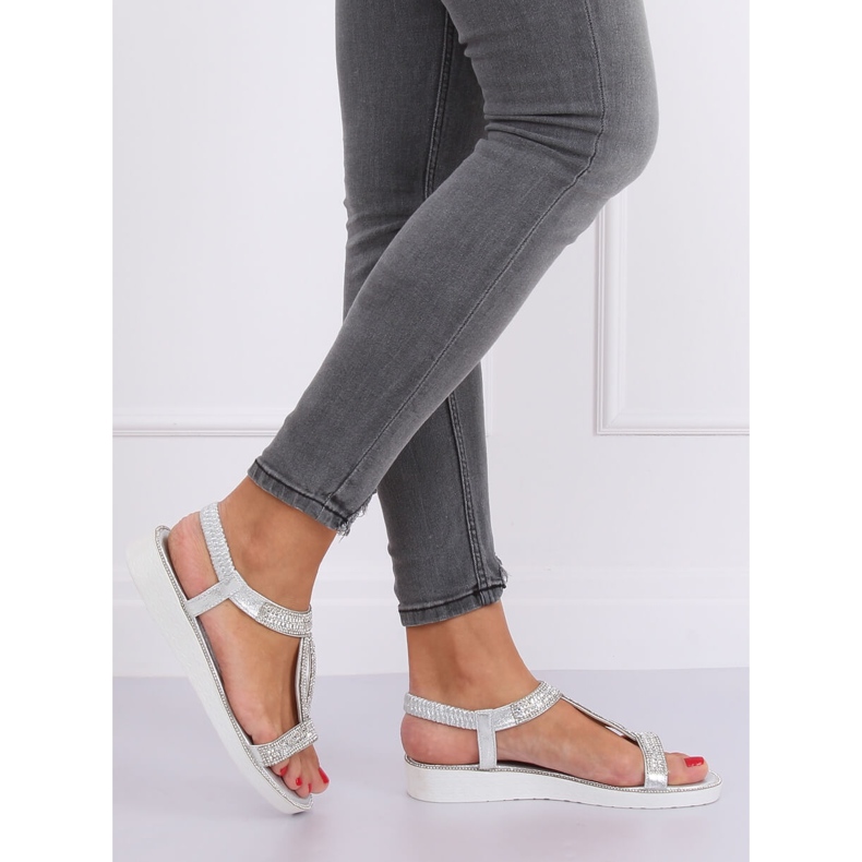 Sandale argintii pentru femei 127-89 Argintii gri 1