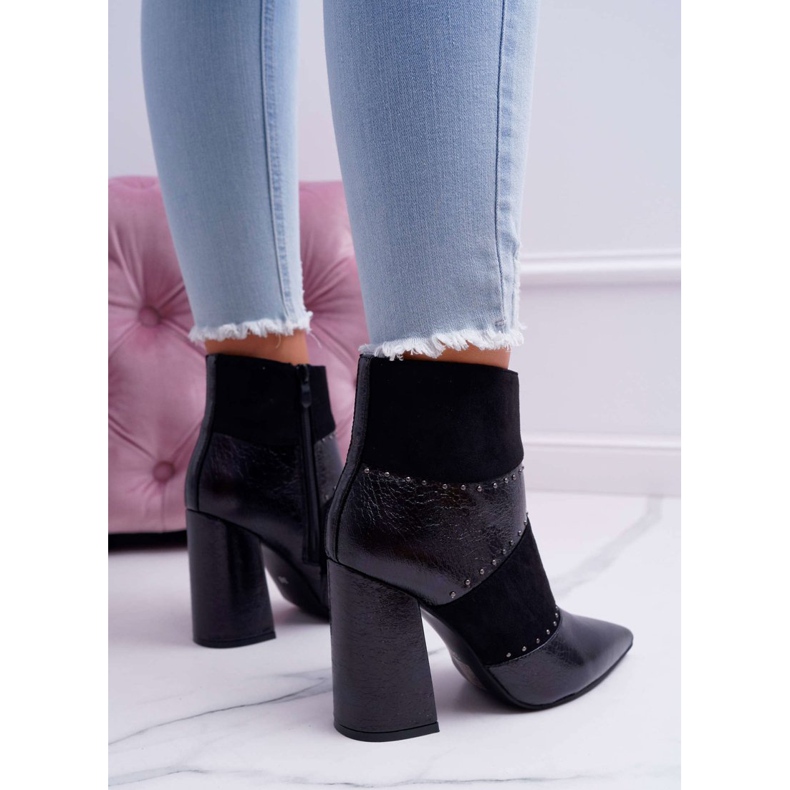 SEA Cizme de damă pe toc înalt cu nituri în Spitz RB21P Black Yango negru 2