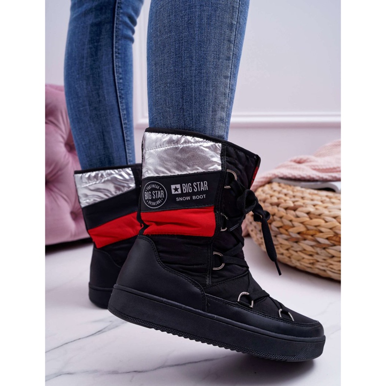 Cizme de zăpadă calde negre pentru femei, cu blană Big Star EE274656 negru 2