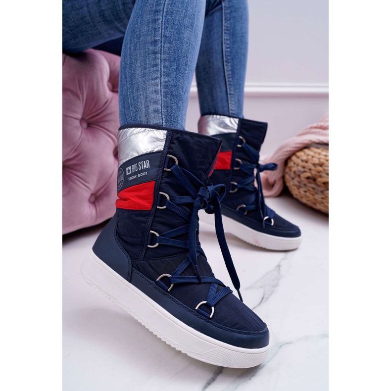 Cizme de zăpadă pentru femei cu blană Big Star Blue Navy EE274657 albastru marin 1