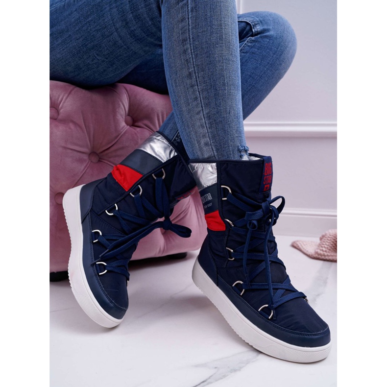 Cizme de zăpadă pentru femei cu blană Big Star Blue Navy EE274657 albastru marin 2