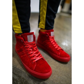 Cross Jeans Tenisi pentru bărbați Blugi cu cruce înaltă Piele piele întoarsă roșie EE1R4055C roșu 2